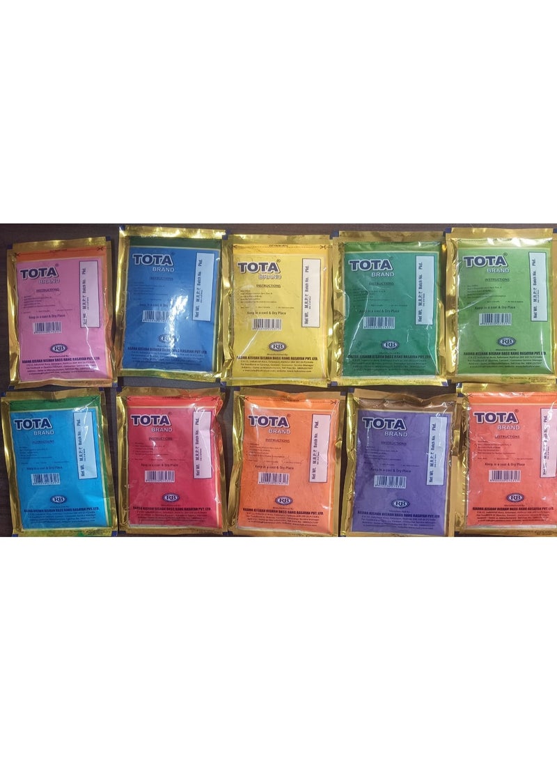 TOTA Premium Herbal Gulal Colors | Natural Holi Color Powder | Multicolor Pack of 10 | 40g Each | Safe for Skin - Image 2